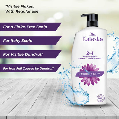 Smooth and Silky 2-in-1 Anti-Dandruff Shampoo + Conditioner for Softer Hair