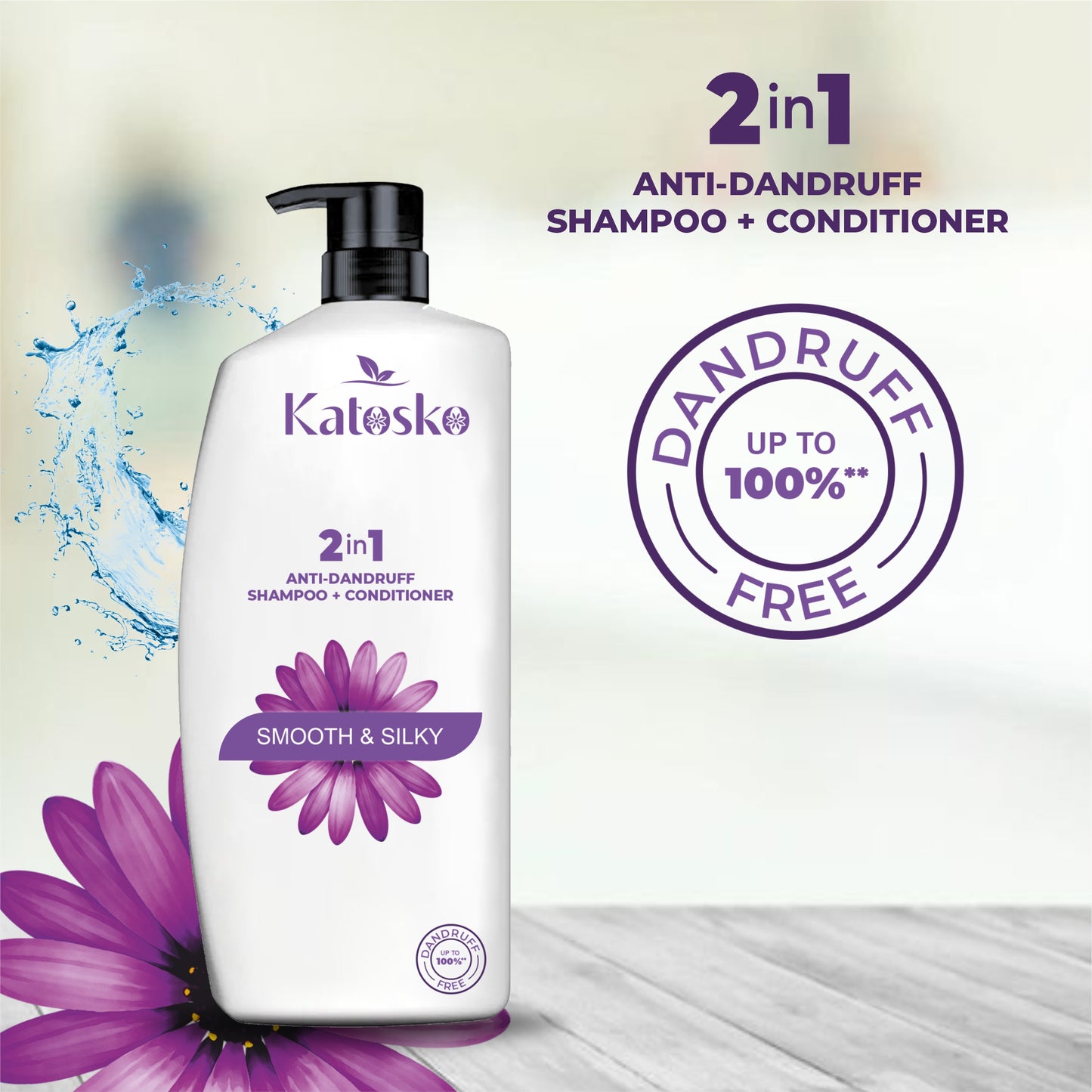 Smooth and Silky 2-in-1 Anti-Dandruff Shampoo + Conditioner for Softer Hair