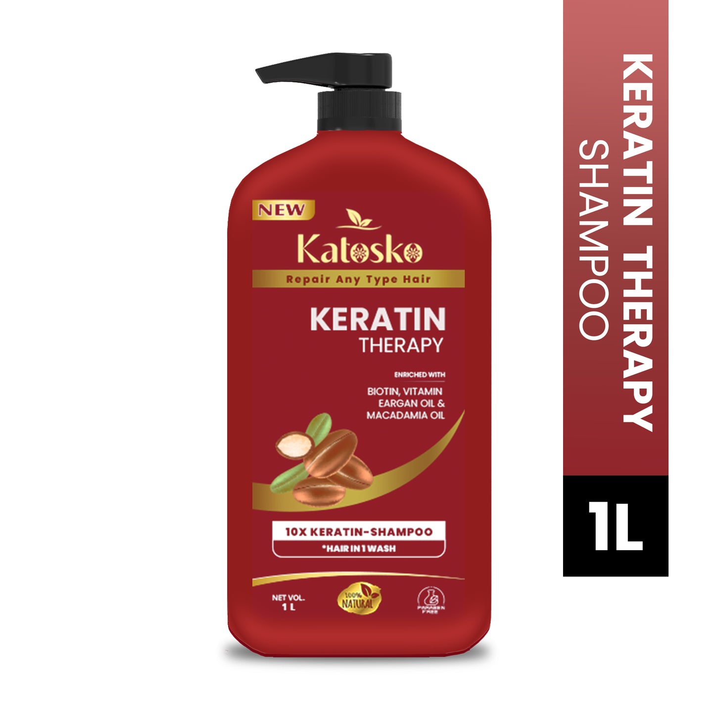 Keratin Therapy Shampoo Enriched with Biotin, Vitamin, EArgan, Macadamia Oil