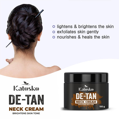 De Tan Neck Cream Tan Removal. Tone Correction Lightening & Brightening Formula