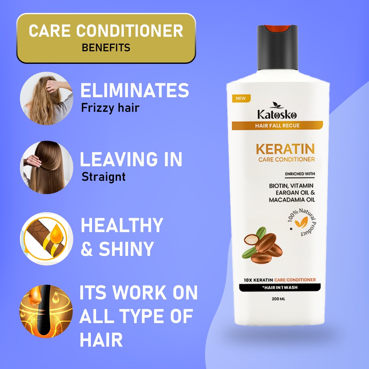 Care Conditioner Enriched with Biotin, Vitamin, EArgan, Macadamia Oil