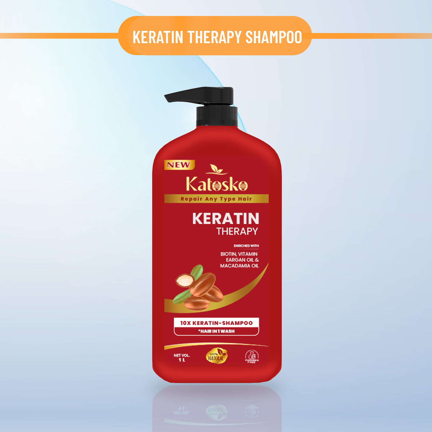 Keratin Therapy Shampoo & Conditioner Enriched with Biotin, Vitamin, EArgan, Macadamia Oil  (2 Items in the set) COMBO